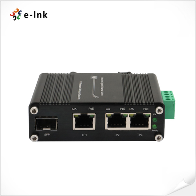 Mini Industrial 3-Port 802.3at PoE + 1-Port SFP Ethernet Switch với 12 ~ 48V DC Input và Voltage Booster