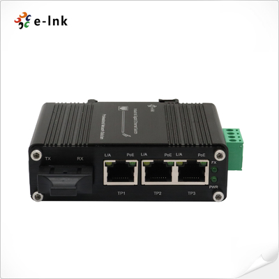 Bộ chuyển mạch Ethernet Mini công nghiệp 3 cổng 10/100/1000T 802.3at PoE + 1 cổng 1000X SC với đầu vào 12~48VDC và Bộ tăng áp điện áp