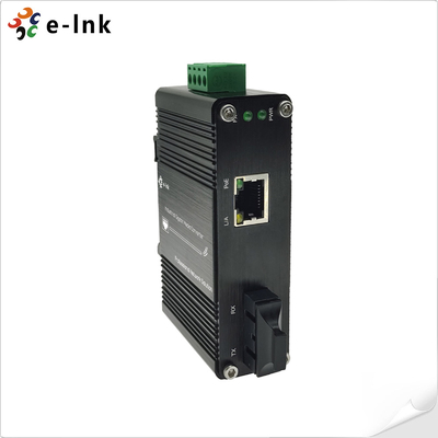 Mini Industrial 100BASE-FX đến 10/100BASE-T 30W PoE+ Media Converter