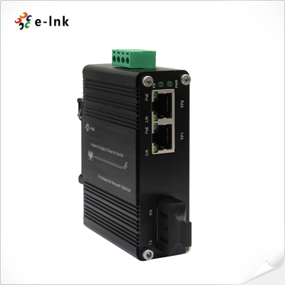 Mini Industrial 1-Port 1000X đến 2-Port 10/100/1000X 30W PoE + Media Converter