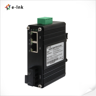 Mini Industrial 1-Port 100Base-FX đến 2-Port 10/100Base-T 60W PoE++ Media Converter