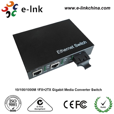 1 cổng sợi + 2 cổng RJ45 Gigabit Ethernet Media Converter