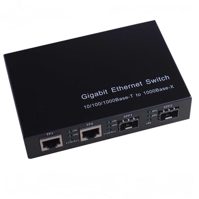 Bộ chuyển đổi phương tiện 10/100/1000M 2 cổng TX + 2 cổng FX(SFP) Fiber Switch