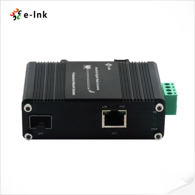 Mini Industrial 1-Port 100/1000X SFP đến 1-Port 10/100/1000T 60W PoE++ Media Converter