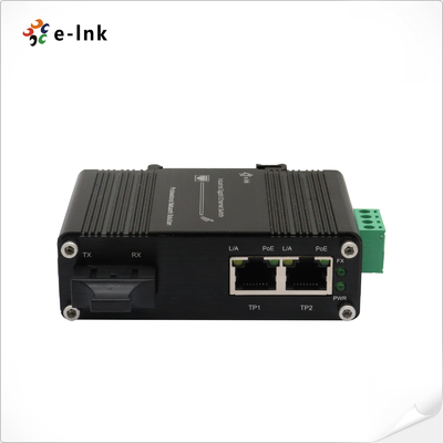 Mini Industrial 1-Port 1000X đến 2-Port 10/100/1000X 30W PoE + Media Converter
