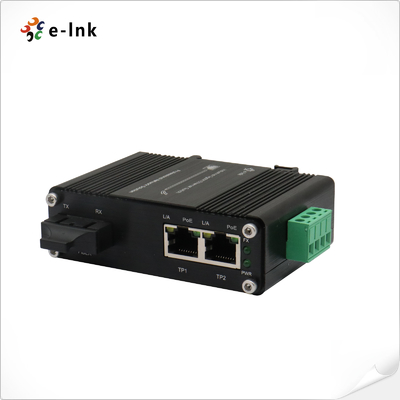 Mini Industrial 1-Port 1000X đến 2-Port 10/100/1000Base-T 60W PoE++ Media Converter