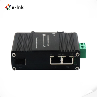 Mini Industrial 1-Port 100/1000X SFP đến 2-Port 10/100/1000T 60W PoE++ Media Converter