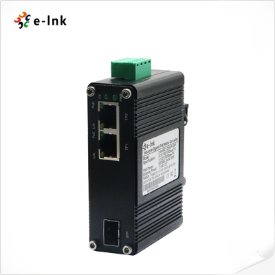 Mini Industrial 1-Port 100/1000X SFP đến 2-Port 10/100/1000T 90W PoE++ Media Converter