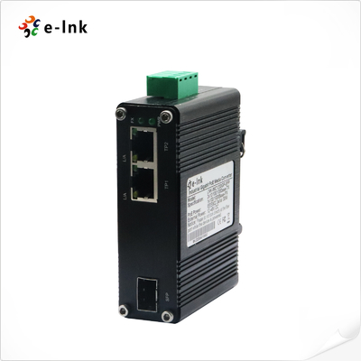 Mini Industrial 1-Port 100/1000X SFP đến 2-Port 10/100/1000T Ethernet Media Converter
