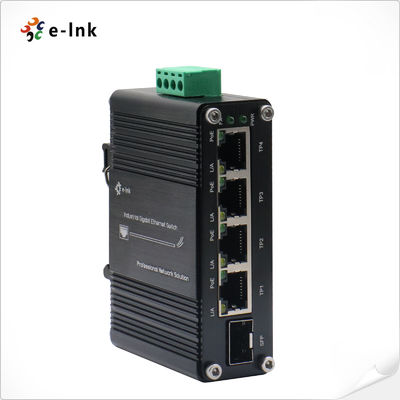 quality Mini Industrial 4-Port 10/100/1000T 802.3at PoE + 1-Port 100/1000X SFP Ethernet Switch với đầu vào 12 ~ 48VDC và tăng cường điện áp factory