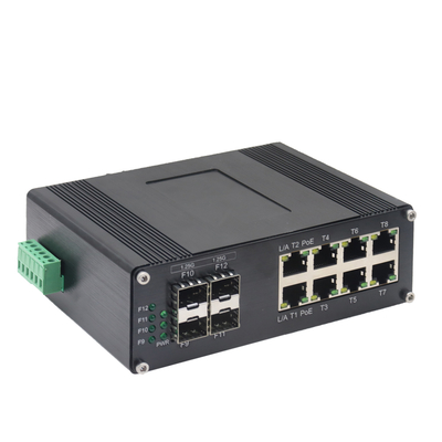 Bộ chuyển mạch Ethernet công nghiệp 8 cổng 10/100/1000T 802.3at PoE + 4 cổng 1000X SFP