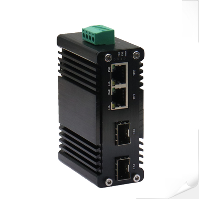 Mini Industrial 2-Port 10/100/1000T 802.3bt 90W PoE + 2-Port 100/1000Base-X SFP Ethernet Switch