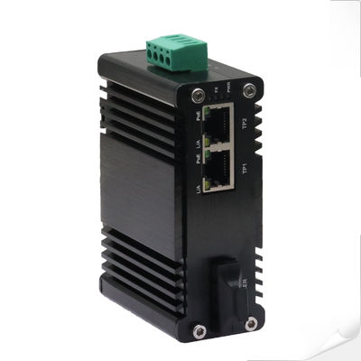 Mini Industrial 1-Port 1000X đến 2-Port 10/100/1000X 30W PoE + Media Converter