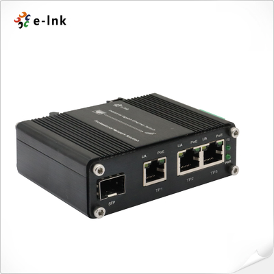 Bộ chuyển mạch Ethernet Mini công nghiệp 3 cổng 10/100/1000T 802.3at PoE + 1 cổng 100/1000X SFP, với đầu vào 12~48VDC và bộ tăng áp