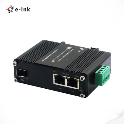 Bộ chuyển đổi truyền thông Mini Industrial 1-Port 100/1000X SFP đến 2-Port 10/100/1000T 90W PoE++ Hỗ trợ IEEE802.3af/at PoE+(30W) hoặc IEEE802.3bt PoE++ (90W)