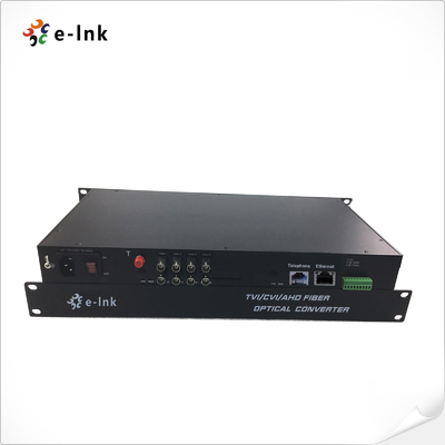 8-Ch 1080P HD Video + 1-Ch 10/100M Ethernet + 1-Ch FXO / FXS Điện thoại + 1-Ch Backward Data RS485 Over Fiber Converter