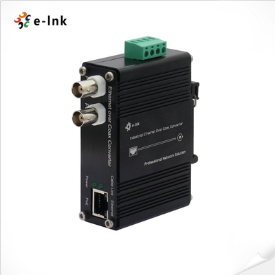 Bộ mở rộng Ethernet qua cáp đồng trục công nghiệp DIN-Rail 10/100Base-TX hỗ trợ cấp nguồn qua cáp đồng trục & cấp nguồn qua Ethernet đồng thời