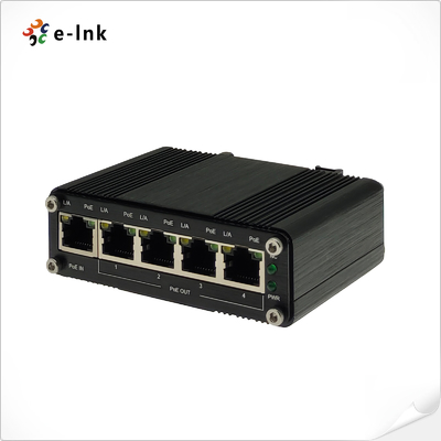 Bộ mở rộng PoE Gigabit 1 cổng 802.3at PoE+ sang 4 cổng 802.3af/at PoE công nghiệp Hỗ trợ lắp đặt trên thanh ray DIN & treo tường