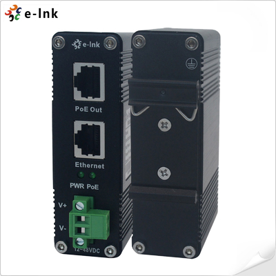 DIN Rail Industrial 802.3at 30W Gigabit PoE Injector Adapter 12~48V DC Power Booster giá nhà máy
